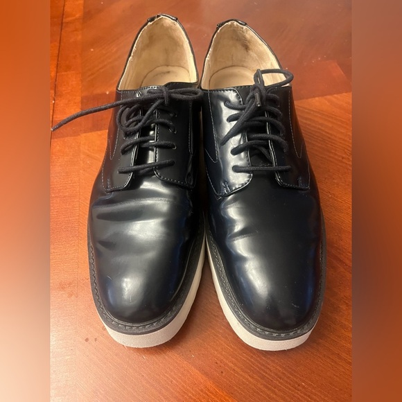 Zara Women’s Platform Oxford Loafers Size 39 Black Lace Up - Picture 3 of 8